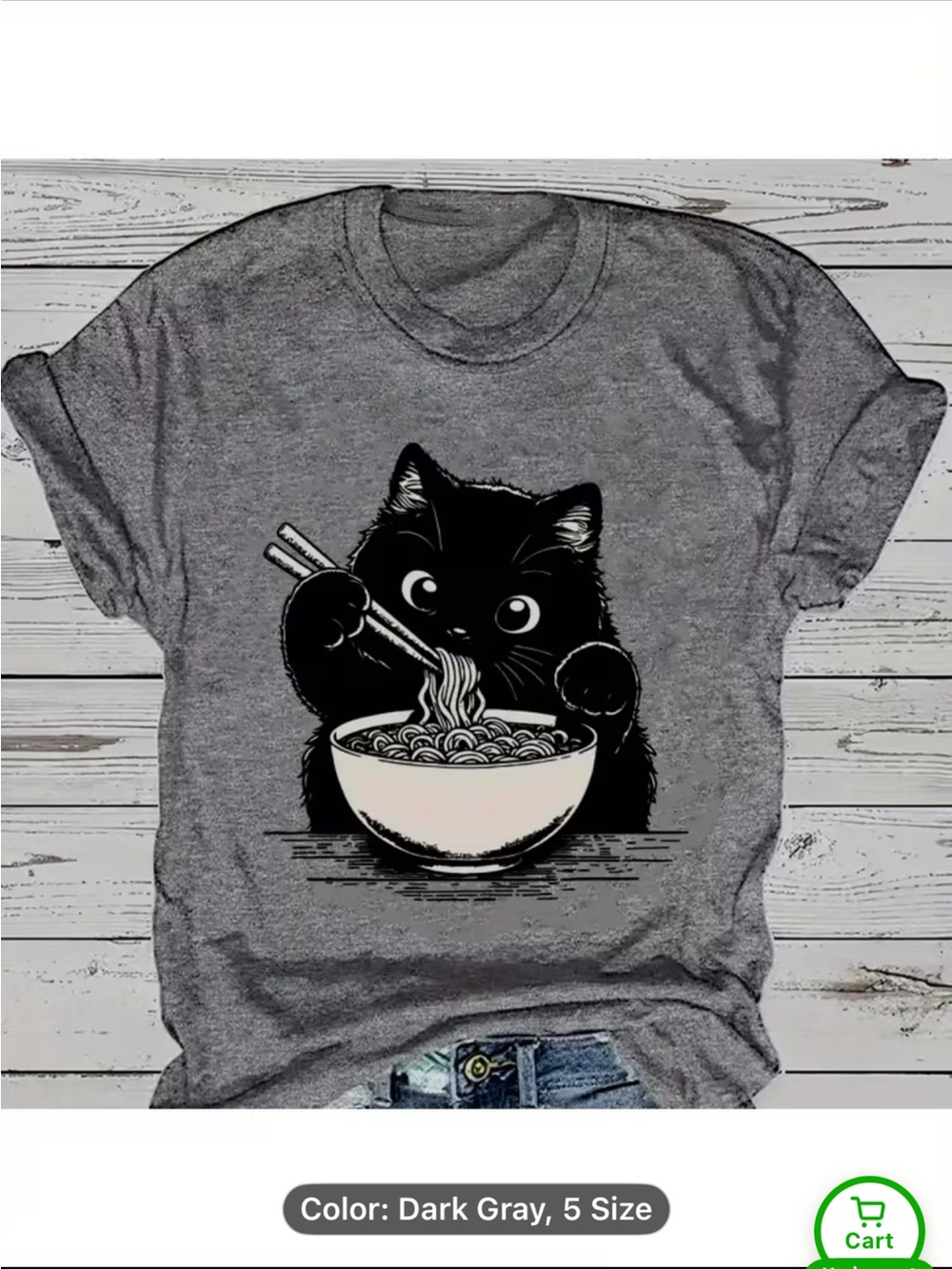 RAMAN TEE~ Black Kitty eating Raman with chopsticks 🍜